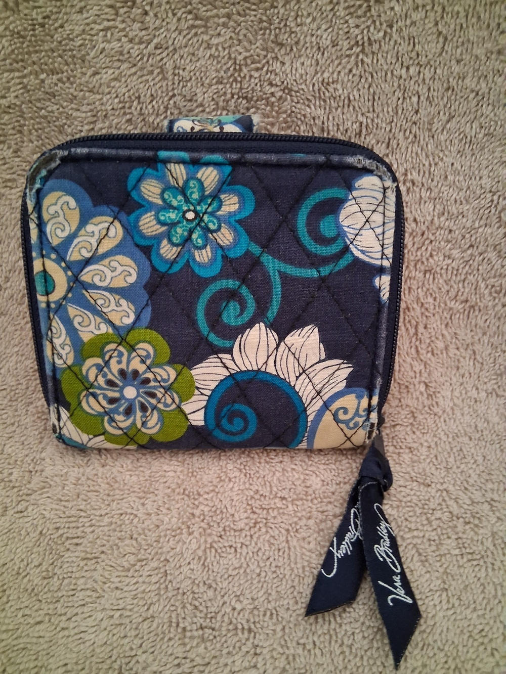 Vera Bradley Small Zip-Around Wallet Floral Blue & Green